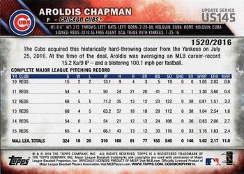 2016 Topps Update - Gold #US145 Aroldis Chapman Back