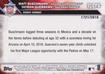 2016 Topps Update - Gold #US147 Tayron Guerrero / Matt Buschmann Back