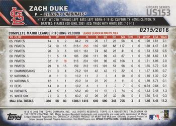 2016 Topps Update - Gold #US153 Zach Duke Back
