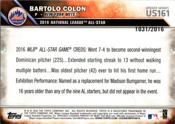 2016 Topps Update - Gold #US161 Bartolo Colon Back