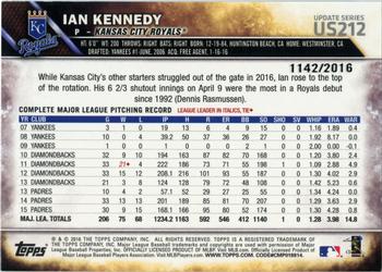 2016 Topps Update - Gold #US212 Ian Kennedy Back