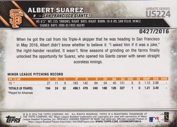2016 Topps Update - Gold #US224 Albert Suarez Back