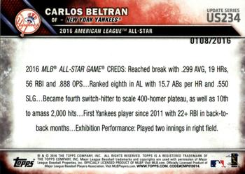 2016 Topps Update - Gold #US234 Carlos Beltran Back