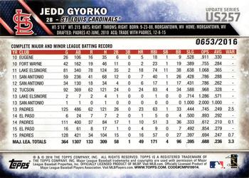 2016 Topps Update - Gold #US257 Jedd Gyorko Back