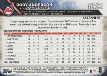 2016 Topps Update - Gold #US264 Cody Anderson Back