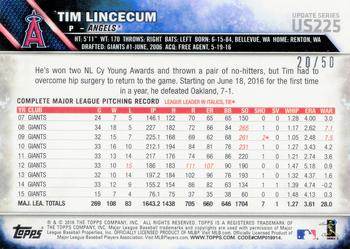 2016 Topps Update - Pink #US225 Tim Lincecum Back