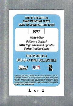 2016 Topps Update - Printing Plates Cyan #US77 Wade Miley Back