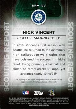 2016 Topps Update - Scouting Report Autographs #SRA-NV Nick Vincent Back