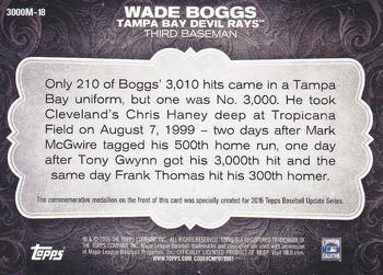 2016 Topps Update - 3000 Hits Club Medallions Gold #3000M-18 Wade Boggs Back