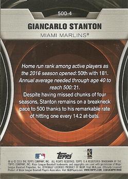 2016 Topps Update - 500 HR Futures Club Silver #500-4 Giancarlo Stanton Back