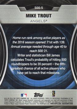 2016 Topps Update - 500 HR Futures Club Silver #500-5 Mike Trout Back