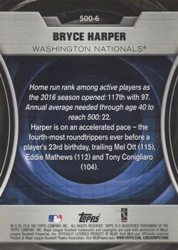 2016 Topps Update - 500 HR Futures Club Silver #500-6 Bryce Harper Back