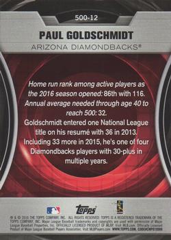 2016 Topps Update - 500 HR Futures Club Silver #500-12 Paul Goldschmidt Back