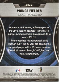 2016 Topps Update - 500 HR Futures Club Gold #500-2 Prince Fielder Back
