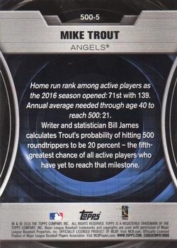 2016 Topps Update - 500 HR Futures Club Gold #500-5 Mike Trout Back
