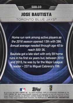 2016 Topps Update - 500 HR Futures Club Gold #500-10 Jose Bautista Back