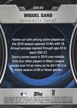 2016 Topps Update - 500 HR Futures Club Gold #500-20 Miguel Sano Back