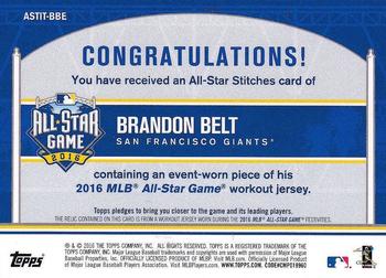 2016 Topps Update - All-Star Stitches #ASTIT-BBE Brandon Belt Back