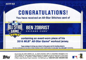 2016 Topps Update - All-Star Stitches #ASTIT-BZ Ben Zobrist Back