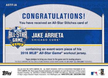 2016 Topps Update - All-Star Stitches #ASTIT-JA Jake Arrieta Back