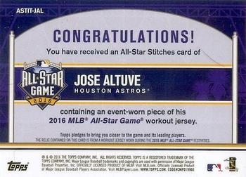 2016 Topps Update - All-Star Stitches #ASTIT-JAL Jose Altuve Back