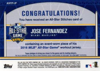 2016 Topps Update - All-Star Stitches #ASTIT-JF Jose Fernandez Back