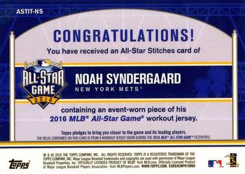 2016 Topps Update - All-Star Stitches #ASTIT-NS Noah Syndergaard Back
