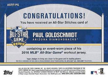 2016 Topps Update - All-Star Stitches #ASTIT-PG Paul Goldschmidt Back