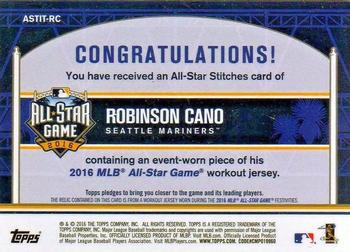 2016 Topps Update - All-Star Stitches #ASTIT-RC Robinson Cano Back