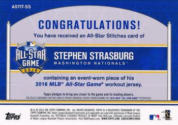 2016 Topps Update - All-Star Stitches #ASTIT-SS Stephen Strasburg Back