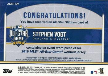 2016 Topps Update - All-Star Stitches #ASTIT-SV Stephen Vogt Back