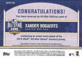 2016 Topps Update - All-Star Stitches #ASTIT-XB Xander Bogaerts Back