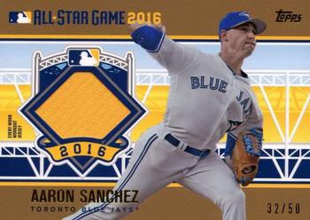 2016 Topps Update - All-Star Stitches Gold #ASTIT-AS Aaron Sanchez Front