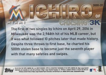 2016 Topps Update - Chasing 3K #3000-39 Ichiro Back