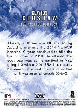 2016 Topps Update - Fire #F-7 Clayton Kershaw Back