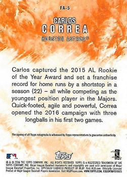 2016 Topps Update - Fire Autographs #FA-CC Carlos Correa Back