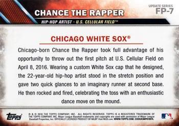 2016 Topps Update - First Pitch #FP-7 Chance the Rapper Back