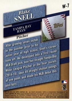 2016 Topps Update - Walmart Retail Exclusive Rookies #W-7 Blake Snell Back