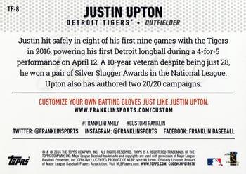 2016 Topps Update - Team Franklin #TF-8 Justin Upton Back