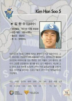 1999 Teleca #78 Han-Soo Kim Back
