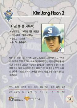 1999 Teleca #84 Jong-Hoon Kim Back