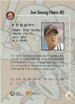 1999 Teleca #96 Seung-Nam Jun Back