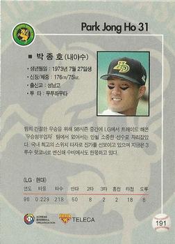 1999 Teleca #191 Jong-Ho Park Back