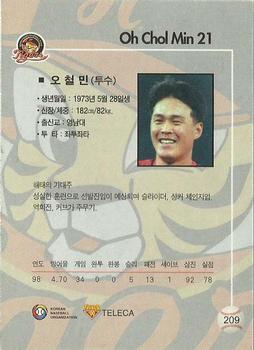 1999 Teleca #209 Chol-Min Oh Back
