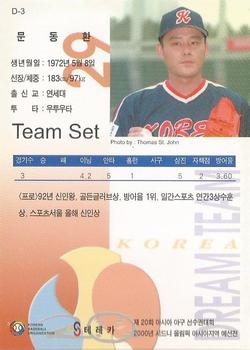 1999 Teleca Premium - Korea Dream Team #D03 Dong-Hwan Mun Back