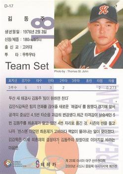 1999 Teleca Premium - Korea Dream Team #D17 Dong-Joo Kim Back