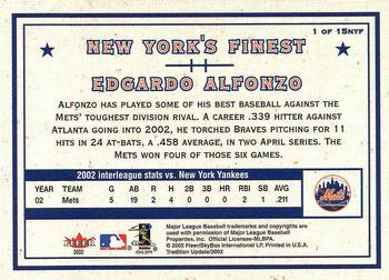 2002 Fleer Tradition Update - New York's Finest #1 NYF Edgardo Alfonzo  Back
