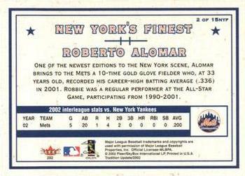 2002 Fleer Tradition Update - New York's Finest #2 NYF Roberto Alomar  Back