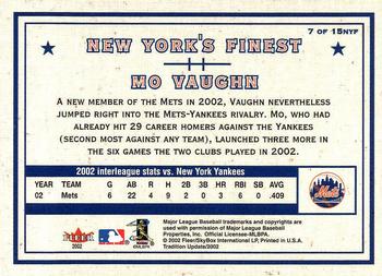 2002 Fleer Tradition Update - New York's Finest #7 NYF Mo Vaughn  Back