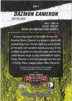 2015 Bowman Draft - Under Armour All-America Game Autographs #UAA-4 Dazmon Cameron Back
